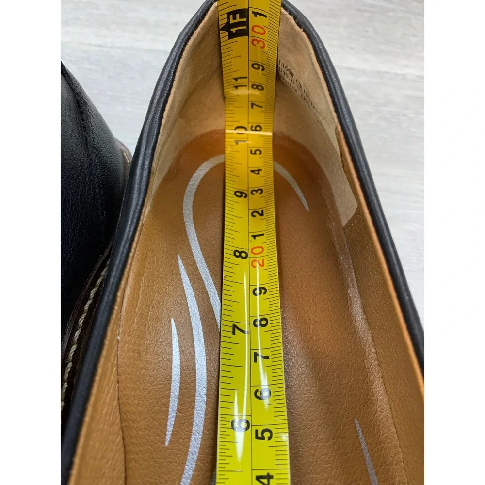 Aetrex Collette Black Leather Penny Loafers Lug Sole Orthotic Women's 9.5 Shoes